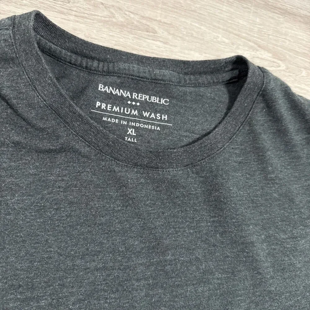 Banana Republic Shirt Men's Charcoal Gray Premium Wash Tee 2XLT Cotton Blend
